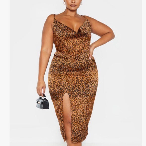 leopard print strappy midi dress